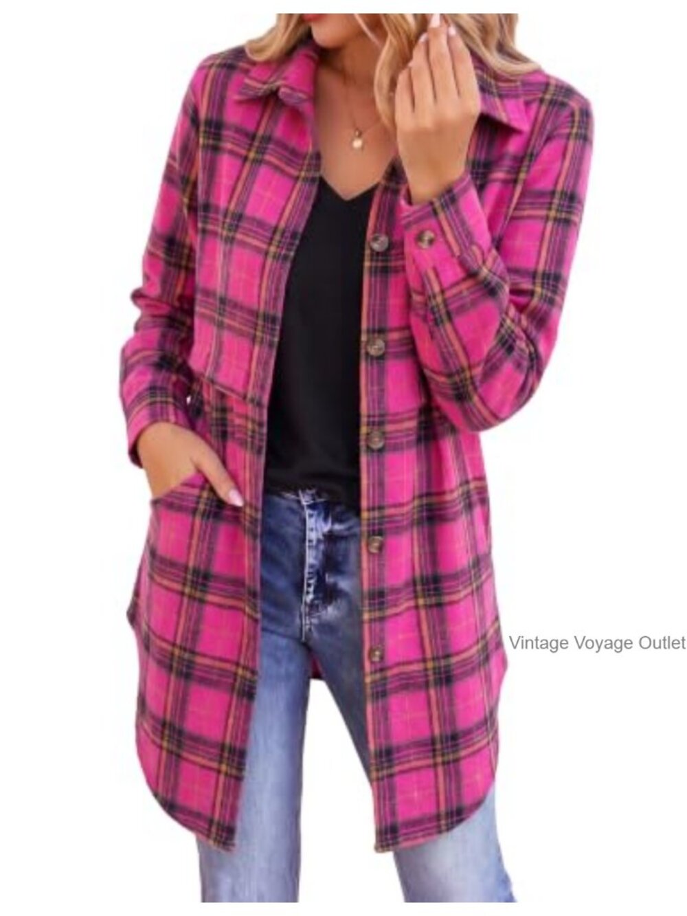 Flannel Shirt Long Sleeve Plaid Button Down Loose Fit